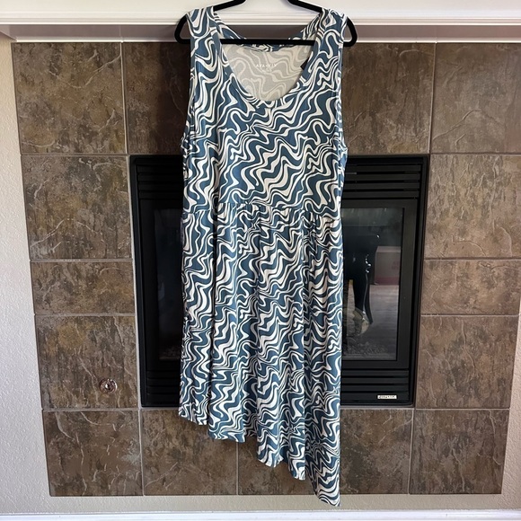Ava & Viv Asymmetrical Sleeveless Blue Midi Dress Size 3X NWT - Picture 4 of 13